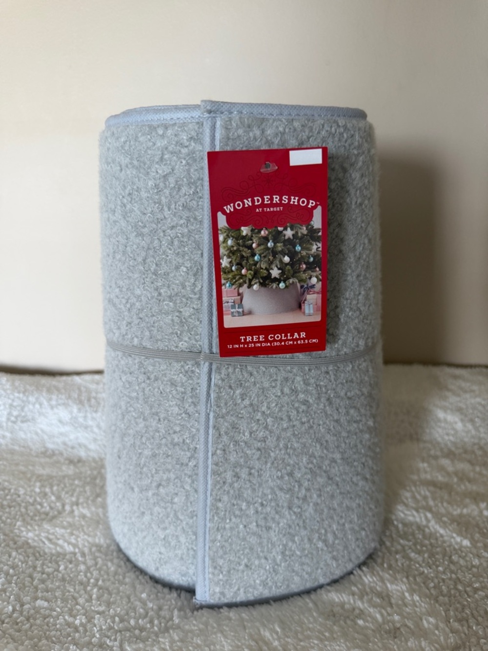 Wondershop Holiday Christmas Tree 🌲 Collar Light Gray Boucle Like Texture NEW!